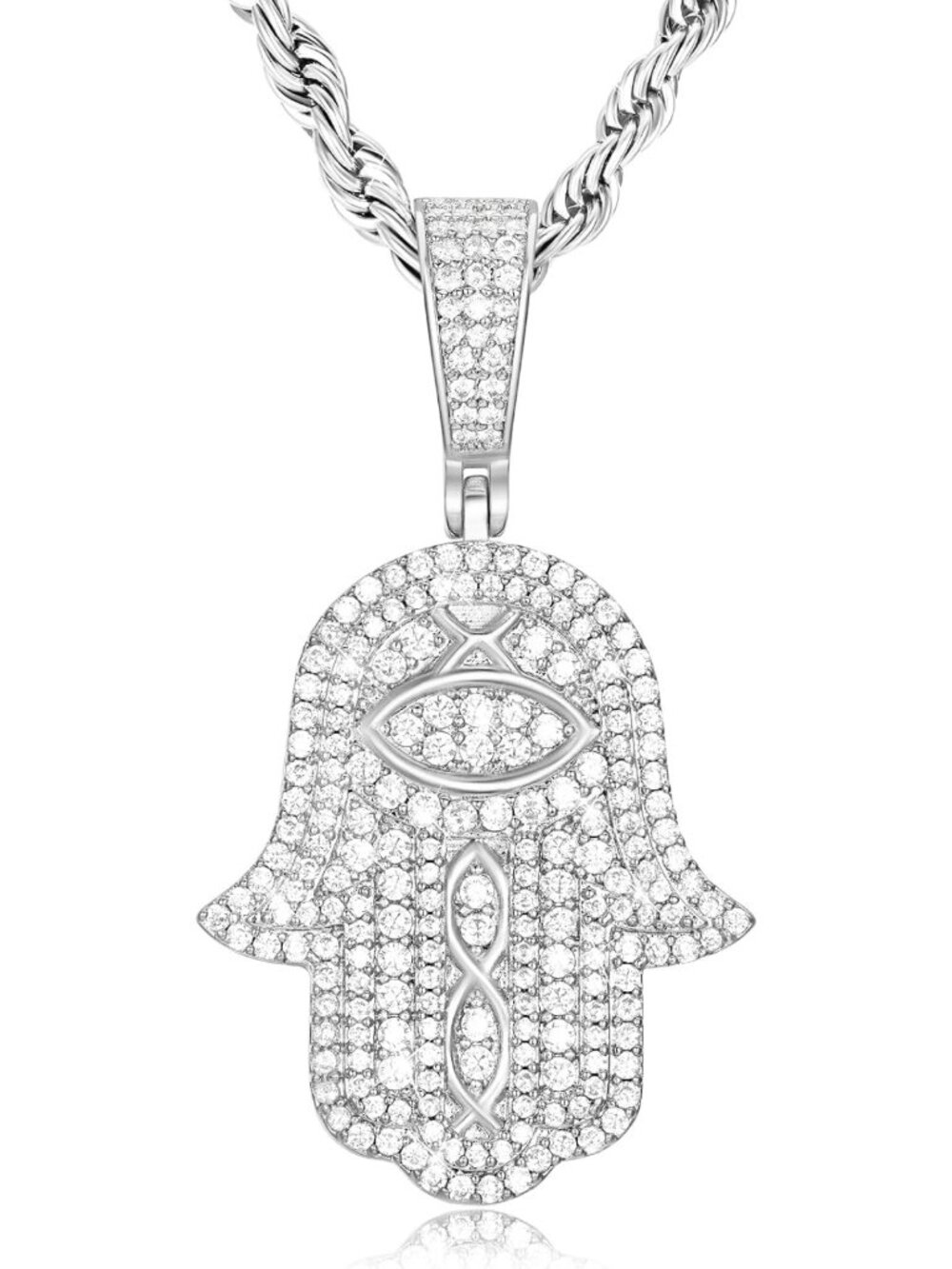 18K Gold Plated Evil Eye Hamsa Hand Pendant Necklace - Good Luck Protection